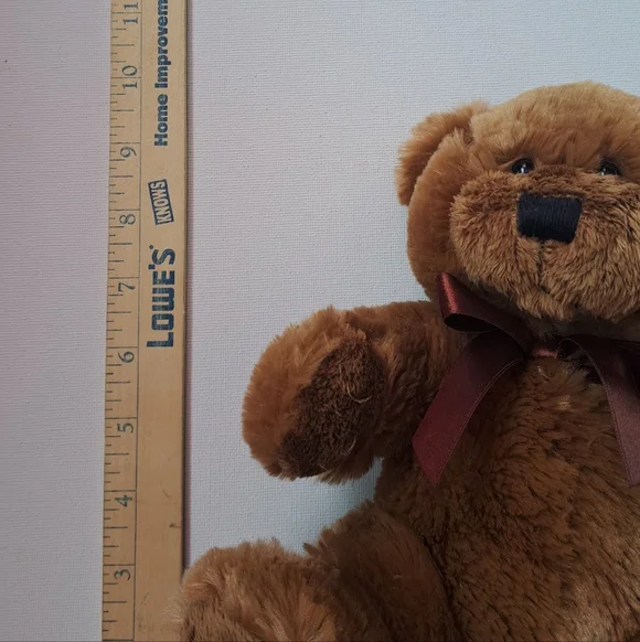 Napco Vintage Cozy Brown Stuffed Bear with Burgundy Ribbon - Picture 4 of 8